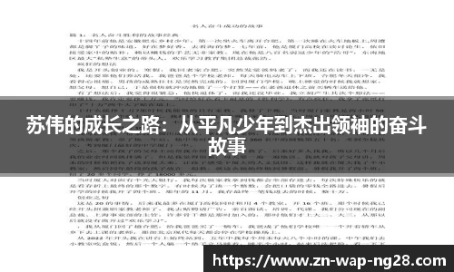 苏伟的成长之路：从平凡少年到杰出领袖的奋斗故事